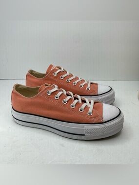 Converse Women's Low Top Sneakers in Sherbet Orange and White SZ 9